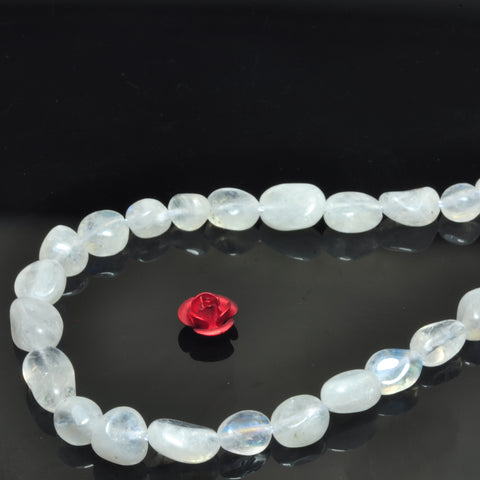 YesBeads natural Rainbow Moonstone A grade smooth pebble chip beads gemstone 4x6mm 15"
