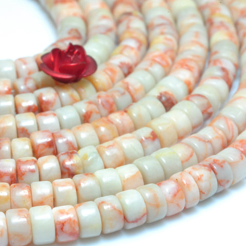 YesBeads natural Red Spider Web Jasper smooth wheel heishi beads gemstone 2x4mm 15"