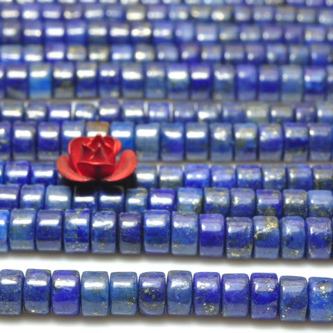 YesBeads Blue Lapis Lazuli gemstone smooth wheel heishi beads 2x4mm 15"