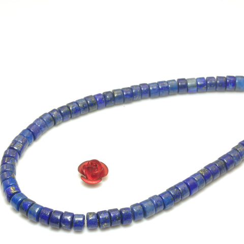 YesBeads Blue Lapis Lazuli gemstone smooth wheel heishi beads 2x4mm 15"