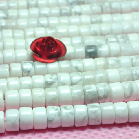 YesBeads natural white Howlite smooth wheel heishi beads gemstone 2x4mm 15"