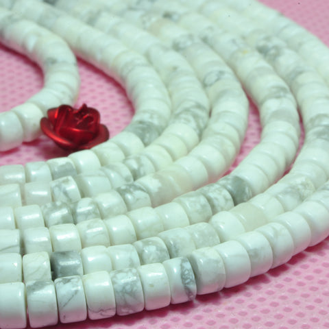 YesBeads natural white Howlite smooth wheel heishi beads gemstone 2x4mm 15"