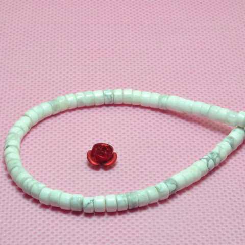 YesBeads natural white Howlite smooth wheel heishi beads gemstone 2x4mm 15"