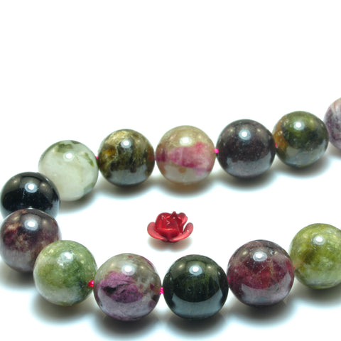 Natural Watermelon Tourmaline gemstone smooth round beads jewelry making bracelet necklace diy