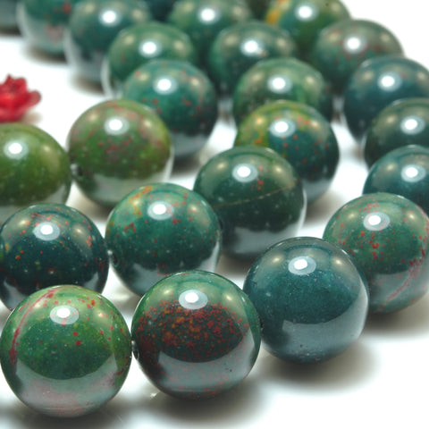 YesBeads Natural Bloodstone Heliotrope green gemstone smooth round beads wholesale jewelry 15"