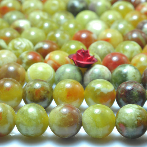 YesBeads Natural Serpentine Jade smooth round beads gemstone 4mm-14mm 15.5"