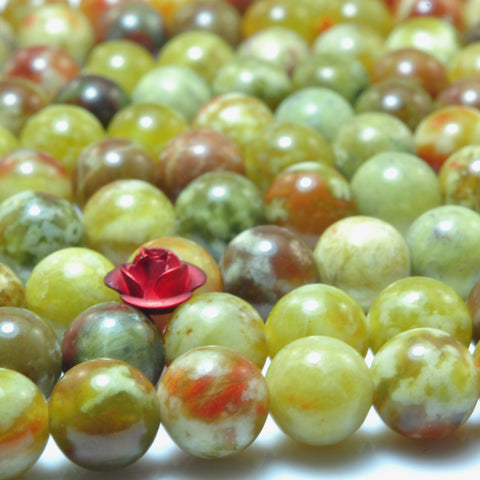 YesBeads Natural Serpentine Jade smooth round beads gemstone 4mm-14mm 15.5"