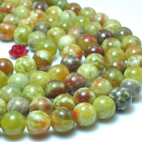 YesBeads Natural Serpentine Jade smooth round beads gemstone 4mm-14mm 15.5"