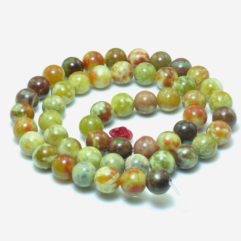 YesBeads Natural Serpentine Jade smooth round beads gemstone 4mm-14mm 15.5"
