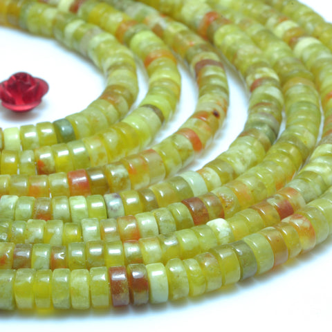 YesBeads Natural Serpentine Jade smooth heishi wheel beads gemstone 2x4mm 15"