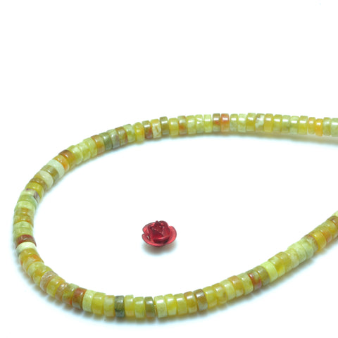 YesBeads Natural Serpentine Jade smooth heishi wheel beads gemstone 2x4mm 15"
