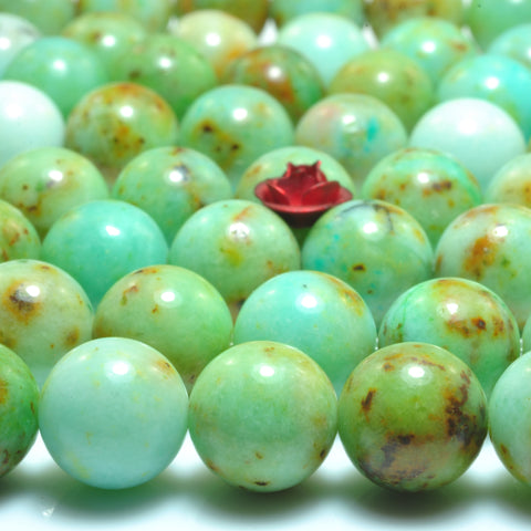 YesBeads Natural Chrysoprase gemstone smooth round beads Australian jade 15.5"