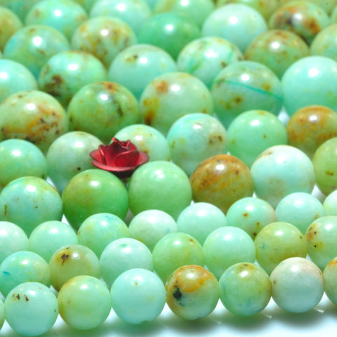 YesBeads Natural Chrysoprase gemstone smooth round beads Australian jade 15.5"