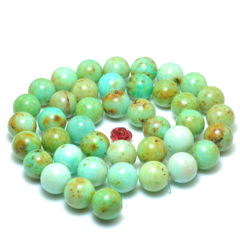 YesBeads Natural Chrysoprase gemstone smooth round beads Australian jade 15.5"