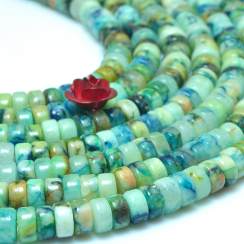 YesBeads Blue Green Stone smooth heishi wheel beads gemstone 2x4mm 15"