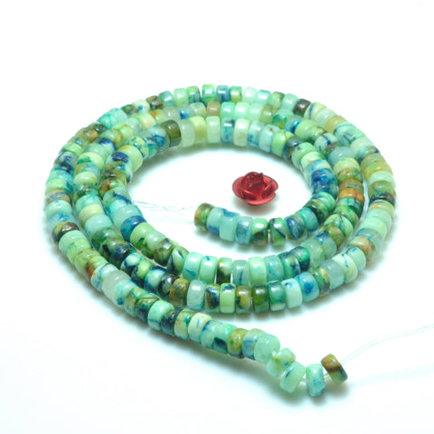 YesBeads Blue Green Stone smooth heishi wheel beads gemstone 2x4mm 15"