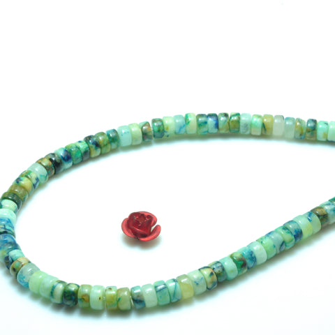 YesBeads Blue Green Stone smooth heishi wheel beads gemstone 2x4mm 15"