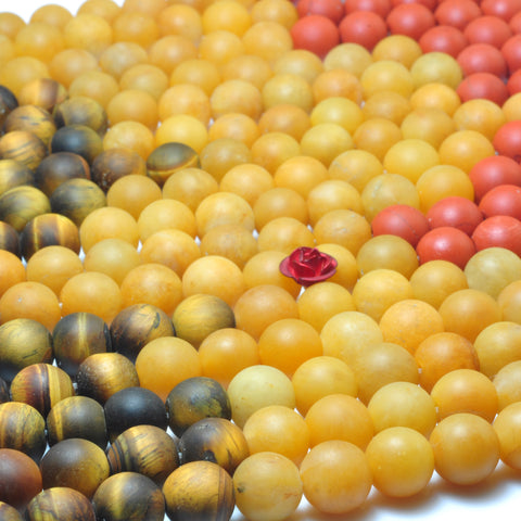 YesBeads Natural 7 Chakra stones matte round beads wholesale mix gemstones jewelry 6mm-10mm 15"