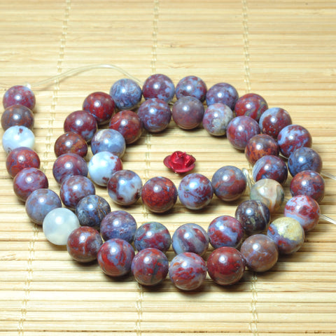 YesBeads Natural Red Lightning Bloodstone Agate smooth round beads gemstone 15"