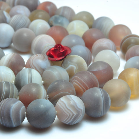 YesBeads Natural Brown Botswana Agate matte round beads gemstone wholesale 15"