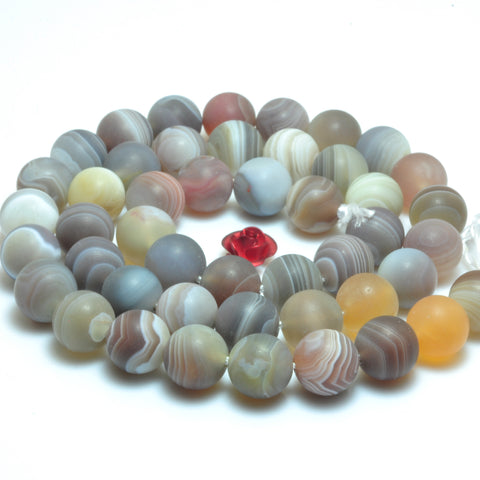 YesBeads Natural Brown Botswana Agate matte round beads gemstone wholesale 15"