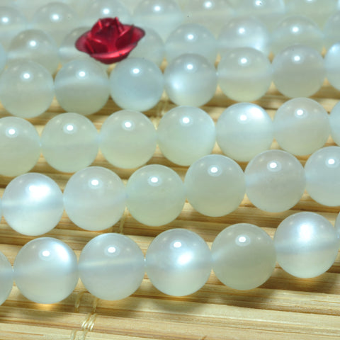 YesBeads Natural White Moonstone smooth round beads wholesale gemstone jewelry 6mm 8mm 15"