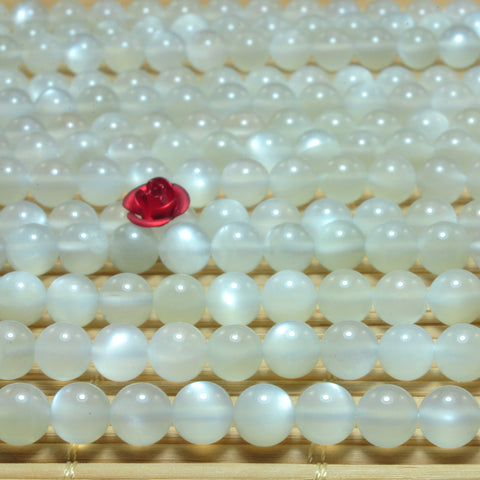 YesBeads Natural White Moonstone smooth round beads wholesale gemstone jewelry 6mm 8mm 15"