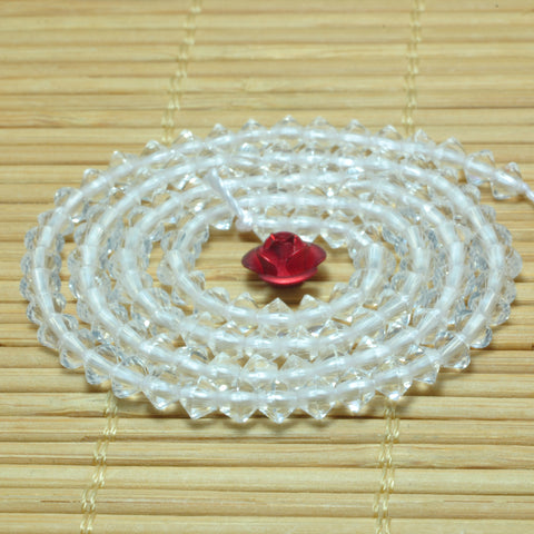 YesBeads Natural Rock Crystal faceted rondelle disc beads gemstone wholesale jewelry 15"