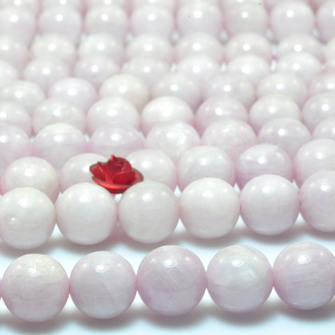 Natural kunzite gemstone smooth round loose beads pink purple stone wholesale jewelry making bracelet necklace diy