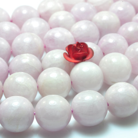Natural kunzite gemstone smooth round loose beads pink purple stone wholesale jewelry making bracelet necklace diy