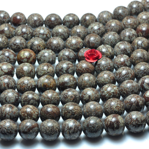 YesBeads Natural Brown Snowflake Jasper stone smooht round beads gemstone wholesale 15"