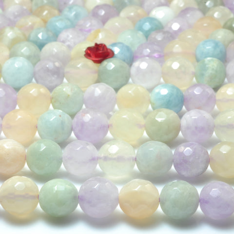 YesBeads Natural mix aquamarine moonstone purple jade faceted round beads wholesale jewelry making 15"