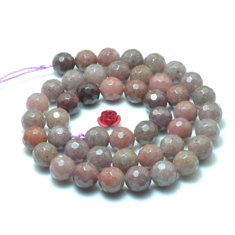 YesBeads Natural Purple Aventurine faceted round loose beads gemstone wholesale jewelry making 15"