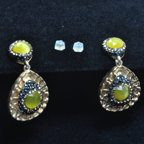 YesBeads Earrings Cat eye CZ rhinestone crystal pave bead gold stud dangle earrings drop fashion jewelry