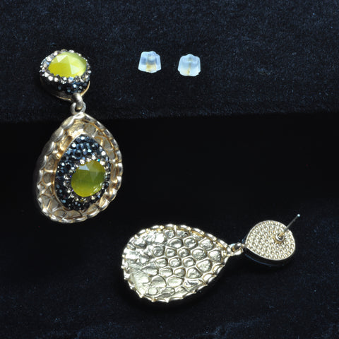 YesBeads Earrings Cat eye CZ rhinestone crystal pave bead gold stud dangle earrings drop fashion jewelry