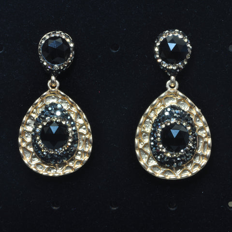 YesBeads Earrings Black Onyx CZ rhinestone crystal pave bead gold stud dangle earrings drop fashion jewelry