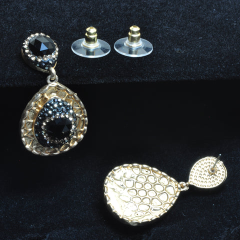 YesBeads Earrings Black Onyx CZ rhinestone crystal pave bead gold stud dangle earrings drop fashion jewelry