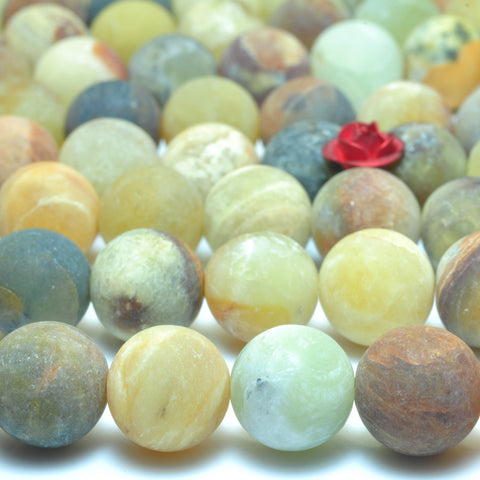 Nautral flower jade matte round loose beads rainbow gemstone wholesale jewelry making bracelet necklace diy