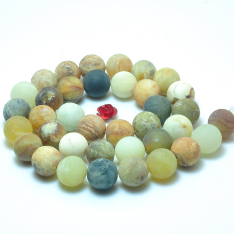 Nautral flower jade matte round loose beads rainbow gemstone wholesale jewelry making bracelet necklace diy