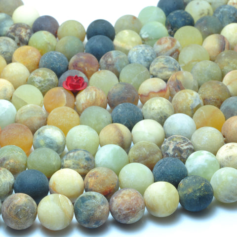Nautral flower jade matte round loose beads rainbow gemstone wholesale jewelry making bracelet necklace diy