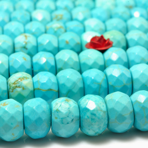 YesBeads Blue Turquoise faceted rondelle beads wholesale gemstone jewelry making 15"