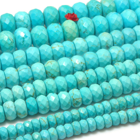 YesBeads Blue Turquoise faceted rondelle beads wholesale gemstone jewelry making 15"