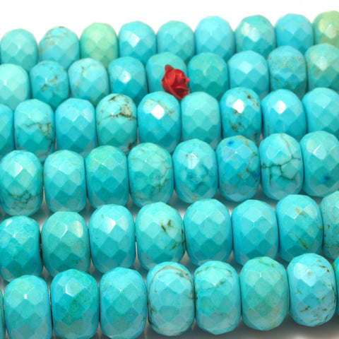 YesBeads Blue Turquoise faceted rondelle beads wholesale gemstone jewelry making 15"