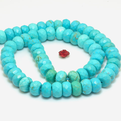 YesBeads Blue Turquoise faceted rondelle beads wholesale gemstone jewelry making 15"
