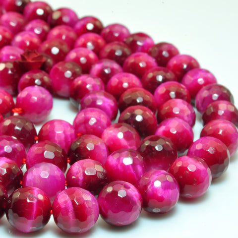 Rose Red Tiger Eye faceted round loose beads wholesale gemstone jewelry making bracelet necklace diy