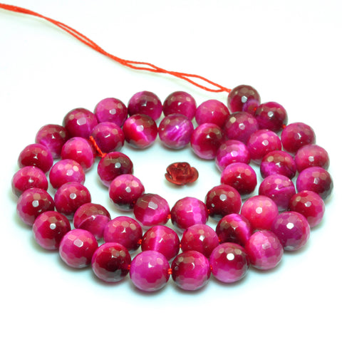 Rose Red Tiger Eye faceted round loose beads wholesale gemstone jewelry making bracelet necklace diy
