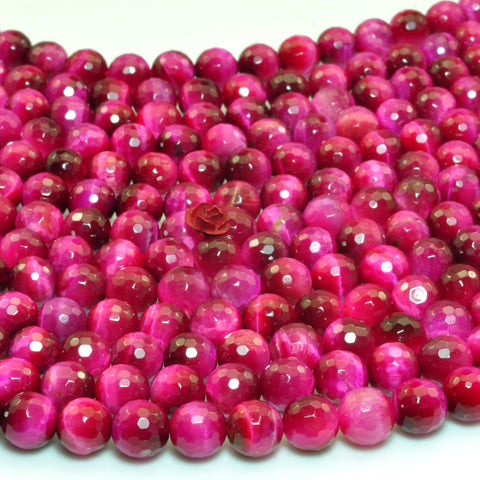 Rose Red Tiger Eye faceted round loose beads wholesale gemstone jewelry making bracelet necklace diy