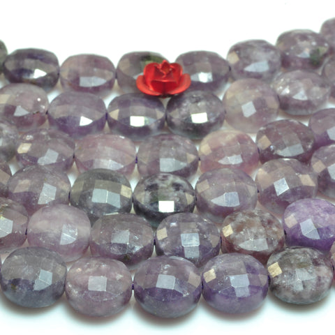 YesBeads Natural Purple Lepidolite facete coin beads wholesale gemstone jewelry making 15"