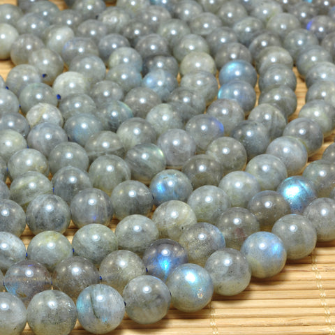 YesBeads Natural Labradorite smooth round loose beads gemstones wholesale jewelry making 15"