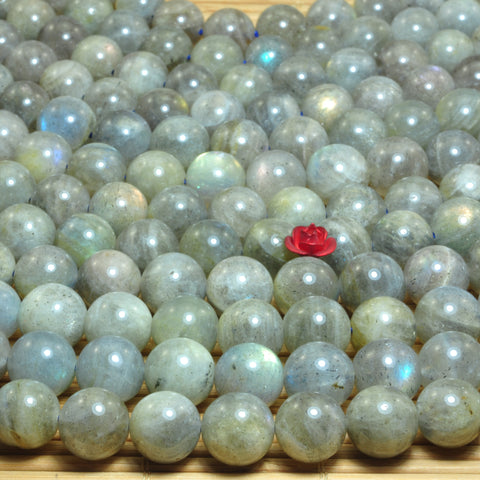 YesBeads Natural Labradorite smooth round loose beads gemstones wholesale jewelry making 15"